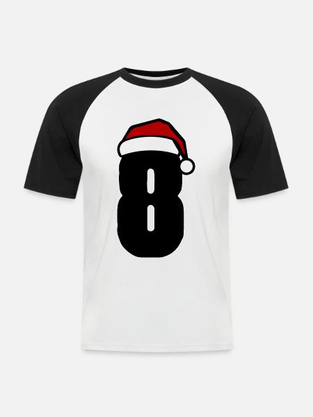 8 Numéro de Noël - T-shirt baseball manches courtes Homme - blanc/noir
