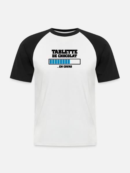 tablette de chocolat en cours - T-shirt baseball manches courtes Homme - blanc/noir