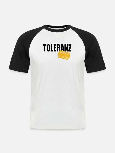 toleranz - Männer Baseball-T-Shirt - Weiß/Schwarz