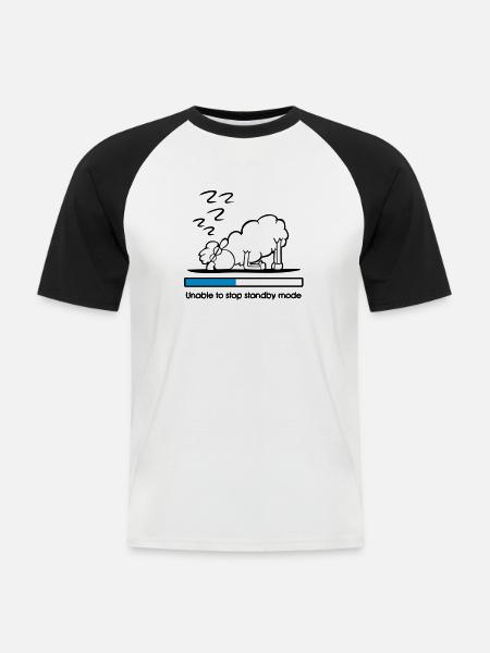 Schaf im Standby - Männer Baseball-T-Shirt - Weiß/Schwarz