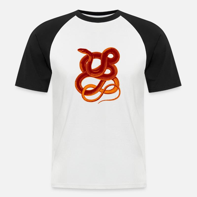 SNAKE - Männer Baseball-T-Shirt - Weiß/Schwarz
