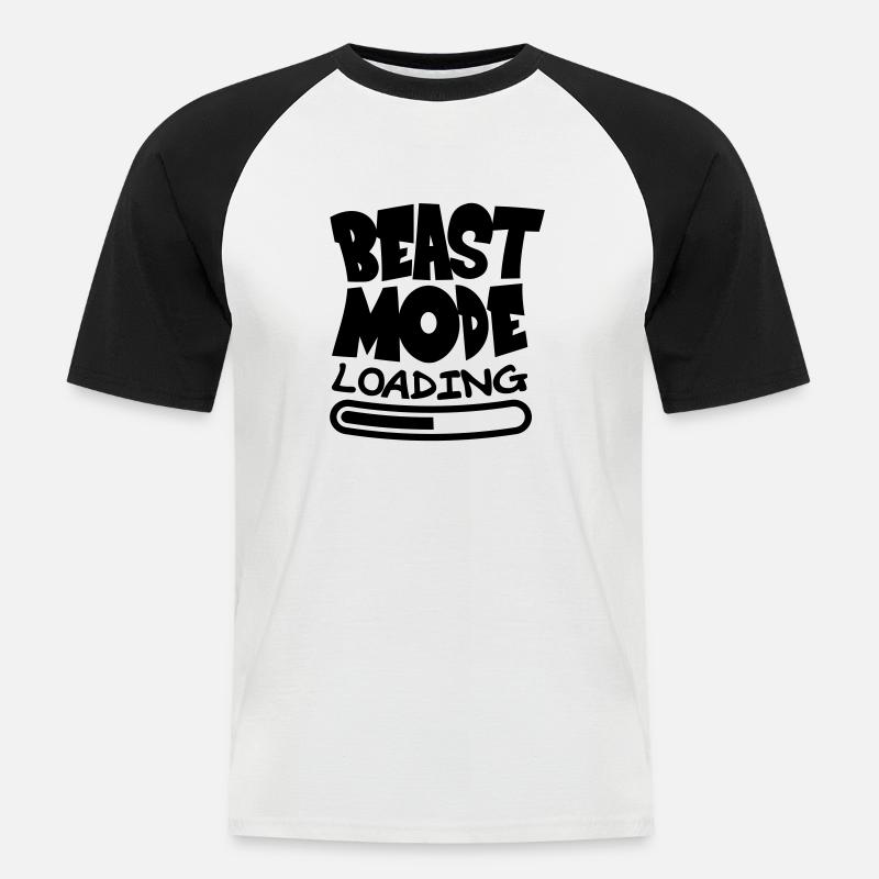 Beast ModeLoading Design - Männer Baseball-T-Shirt - Weiß/Schwarz