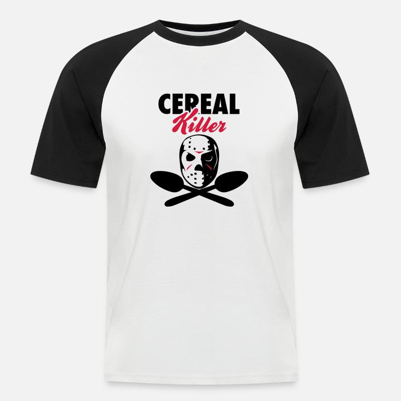 Cereal Killer - Männer Baseball-T-Shirt - Weiß/Schwarz