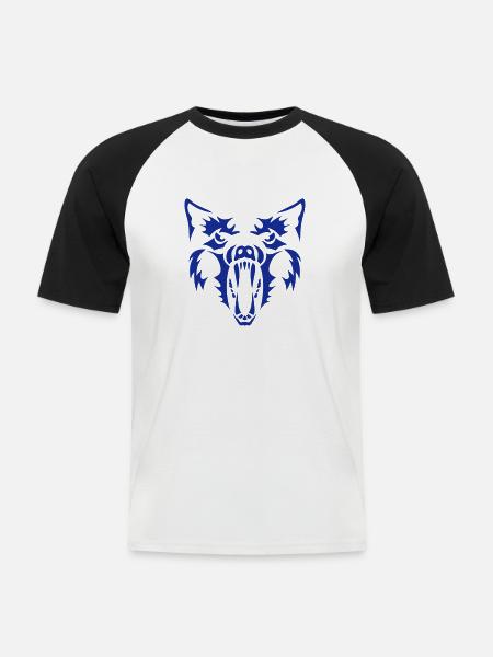 wolf werewolf werewolf 3 - Men's Baseball T-Shirt - white/black