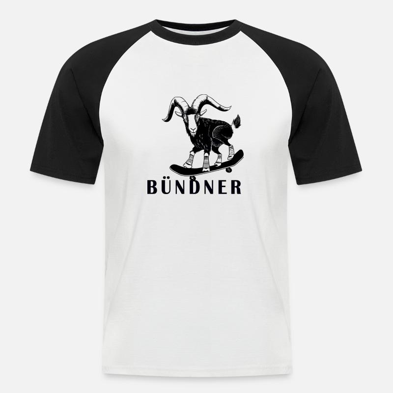 Bündner Steinbock Graubünden Grischa Grischun - Männer Baseball-T-Shirt - Weiß/Schwarz