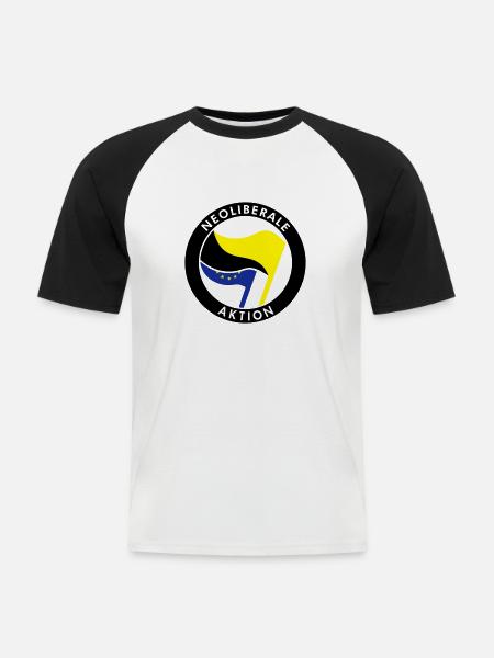 Neoliberale Aktion - Männer Baseball-T-Shirt - Weiß/Schwarz