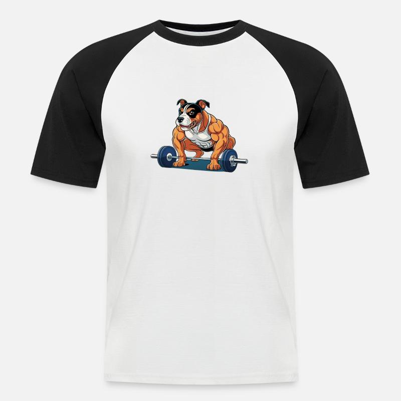 Amstaf Gym stemmt Gewichte Strongman - Männer Baseball-T-Shirt - Weiß/Schwarz