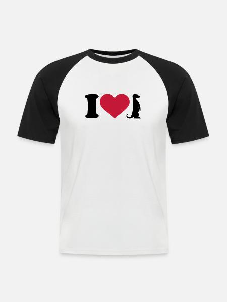 I love Meerkat - Men's Baseball T-Shirt - white/black