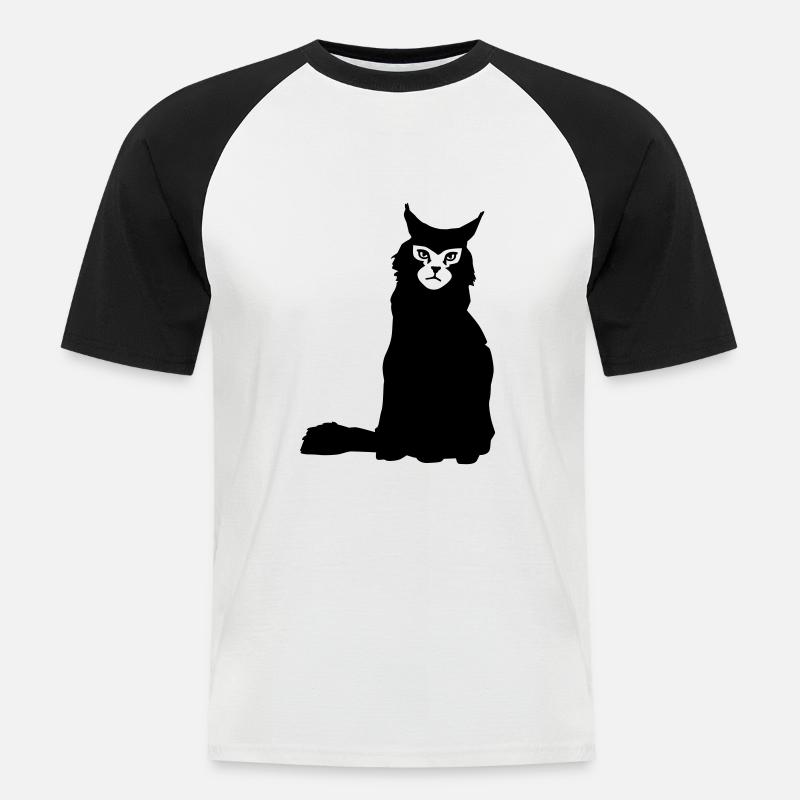 Katze - Männer Baseball-T-Shirt - Weiß/Schwarz
