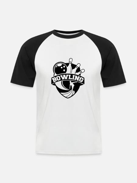 bowling - T-shirt baseball manches courtes Homme - blanc/noir