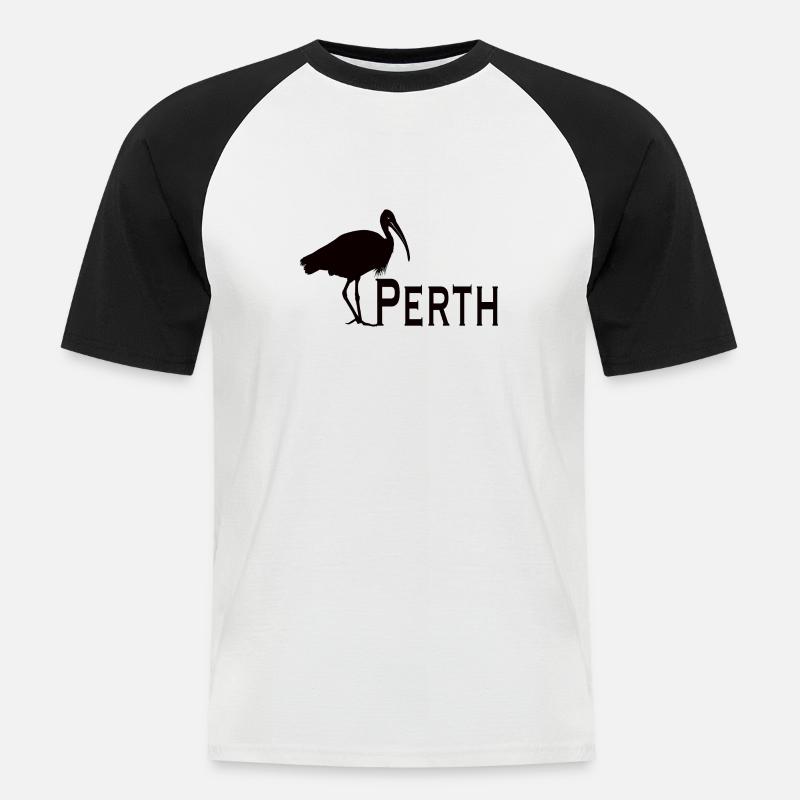Bin Chicken Perth - Männer Baseball-T-Shirt - Weiß/Schwarz