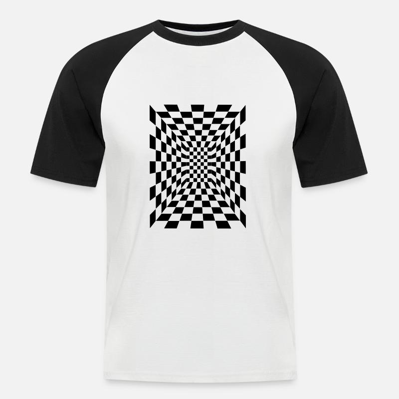 optische Illusion 17 - Männer Baseball-T-Shirt - Weiß/Schwarz