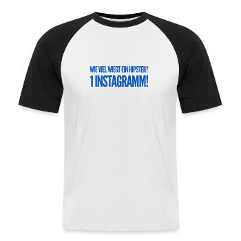 Wie viel wiegt ein Hipster? 1 Instagramm! NEU NEW - Männer Baseball-T-Shirt - Weiß/Schwarz - Vorne - Nik (191cm)