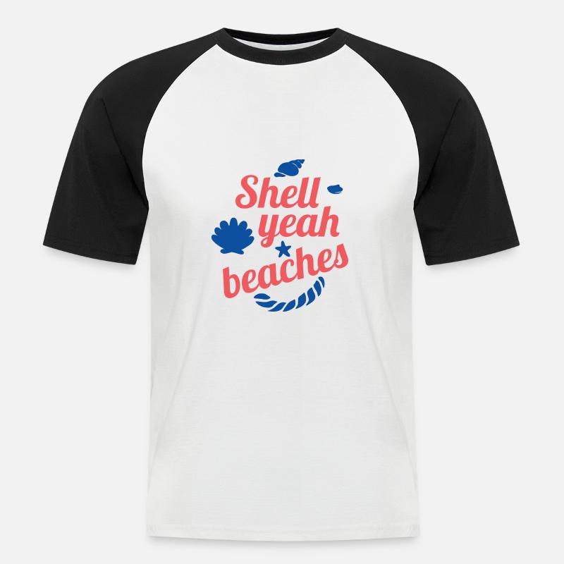 Shell yeah beaches - Männer Baseball-T-Shirt - Weiß/Schwarz