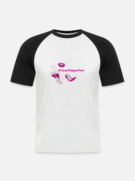 Malle, Urlaub, Getränk, Sterne,Promille - Männer Baseball-T-Shirt - Weiß/Schwarz