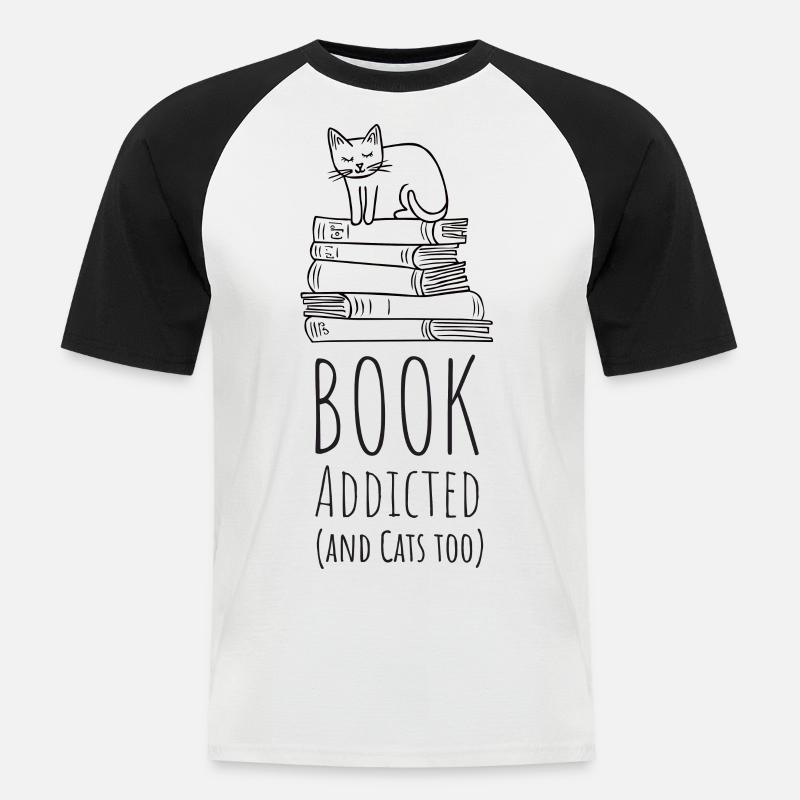 Book addicted - Männer Baseball-T-Shirt - Weiß/Schwarz