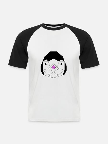 Panda und Pinguin - Männer Baseball-T-Shirt - Weiß/Schwarz