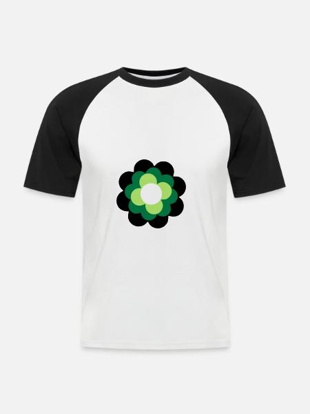 Flower one - Männer Baseball-T-Shirt - Weiß/Schwarz