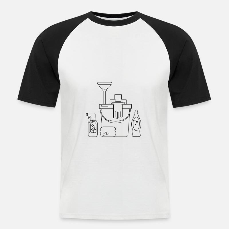 Putzeimer - Männer Baseball-T-Shirt - Weiß/Schwarz