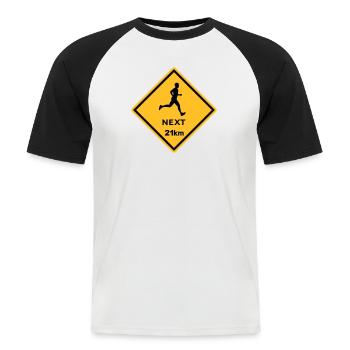 Courir un 21 km - T-shirt baseball manches courtes Homme - blanc/noir - Devant - Nik (191cm)