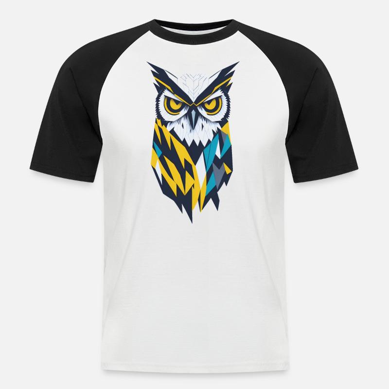 Geometrische Eule - Männer Baseball-T-Shirt - Weiß/Schwarz