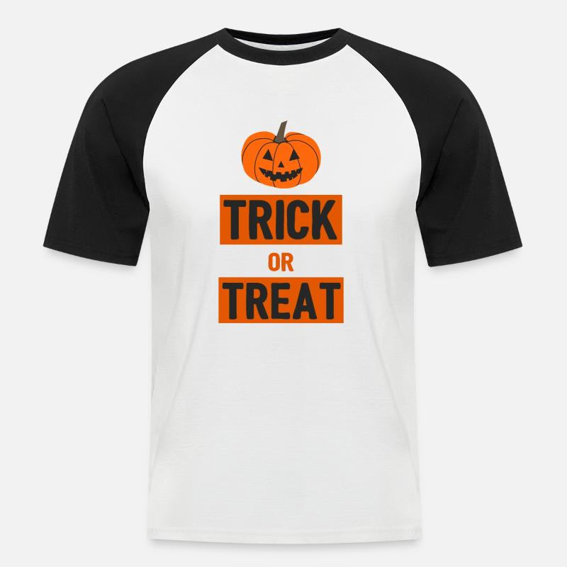 Süßigkeiten oder ein Zauberspruch - Halloween - Männer Baseball-T-Shirt - Weiß/Schwarz