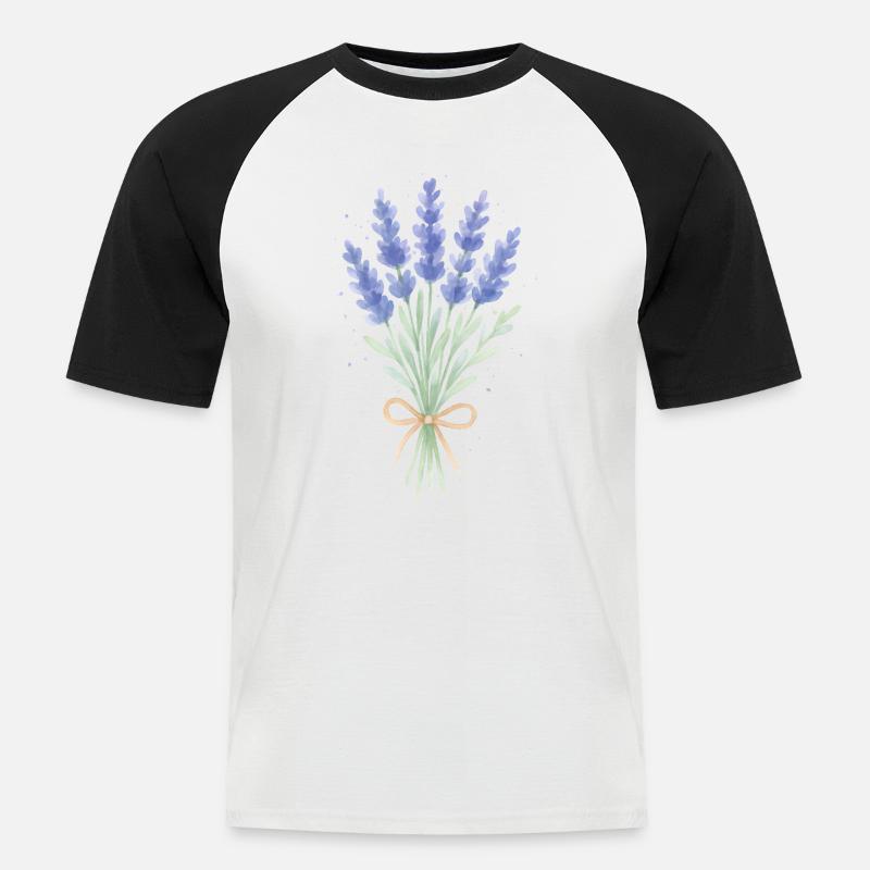 Lavendel Sträußchen - Männer Baseball-T-Shirt - Weiß/Schwarz