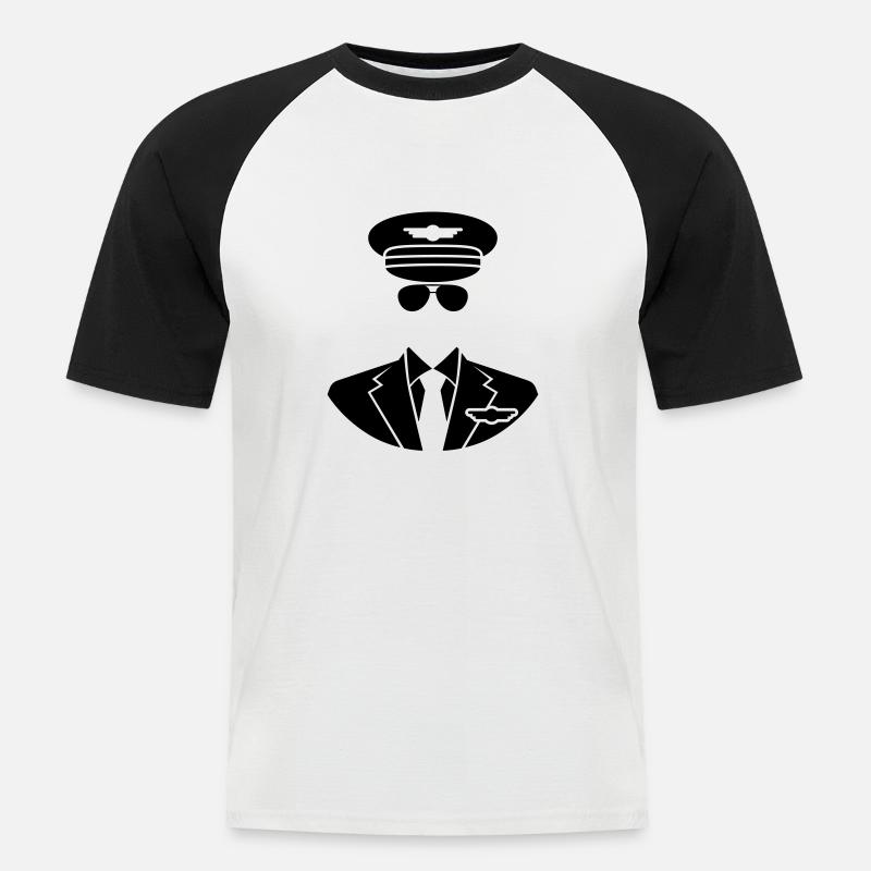 Expert Pilot - Männer Baseball-T-Shirt - Weiß/Schwarz