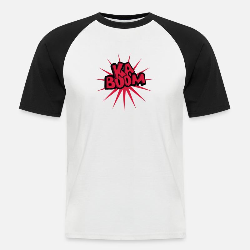 kaboom - Männer Baseball-T-Shirt - Weiß/Schwarz