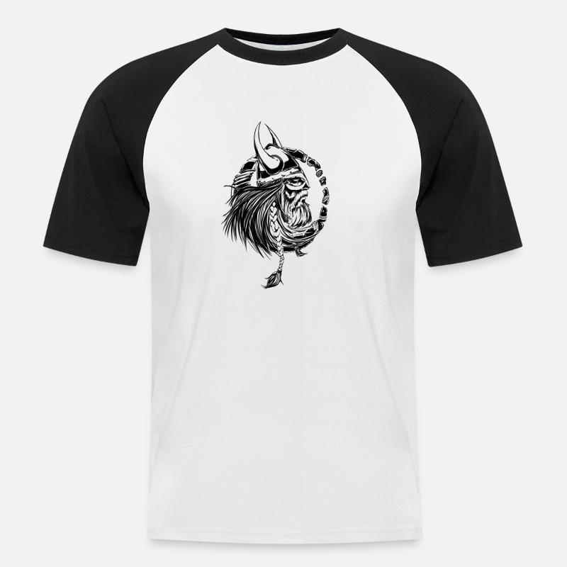 Vikings - Maglia da baseball a manica corta da uomo - bianco/nero