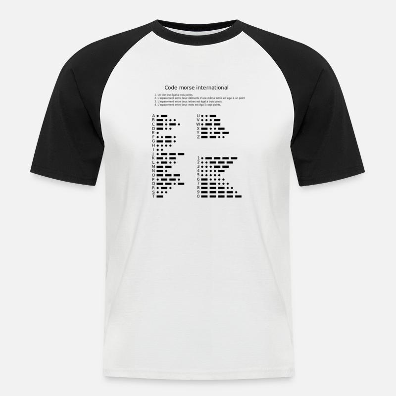 Morse code - Men's Baseball T-Shirt - white/black