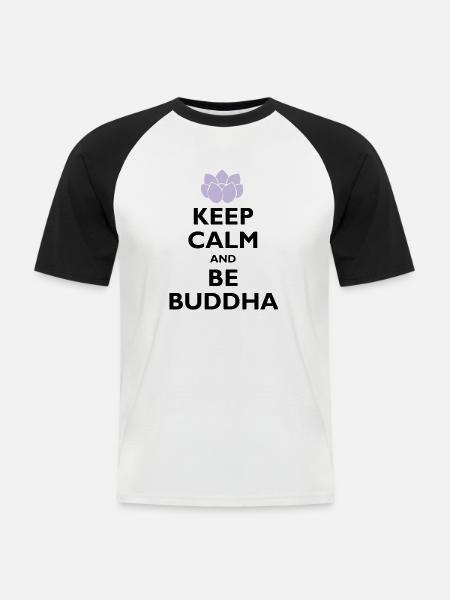 be buddha - T-shirt baseball manches courtes Homme - blanc/noir
