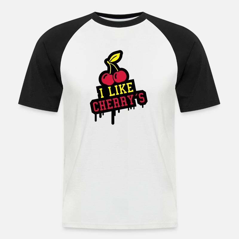 i_like_cherrys_dv3 - Männer Baseball-T-Shirt - Weiß/Schwarz