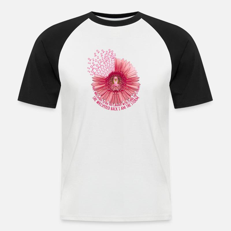 Brustkrebs-Blume - Männer Baseball-T-Shirt - Weiß/Schwarz