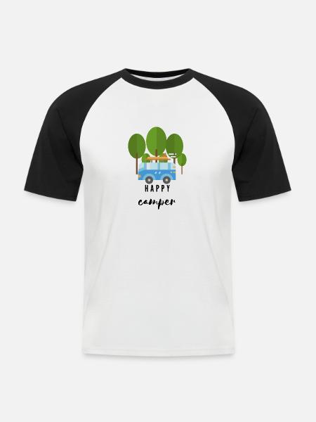 happy camper - road trip - - Men's Baseball T-Shirt - white/black