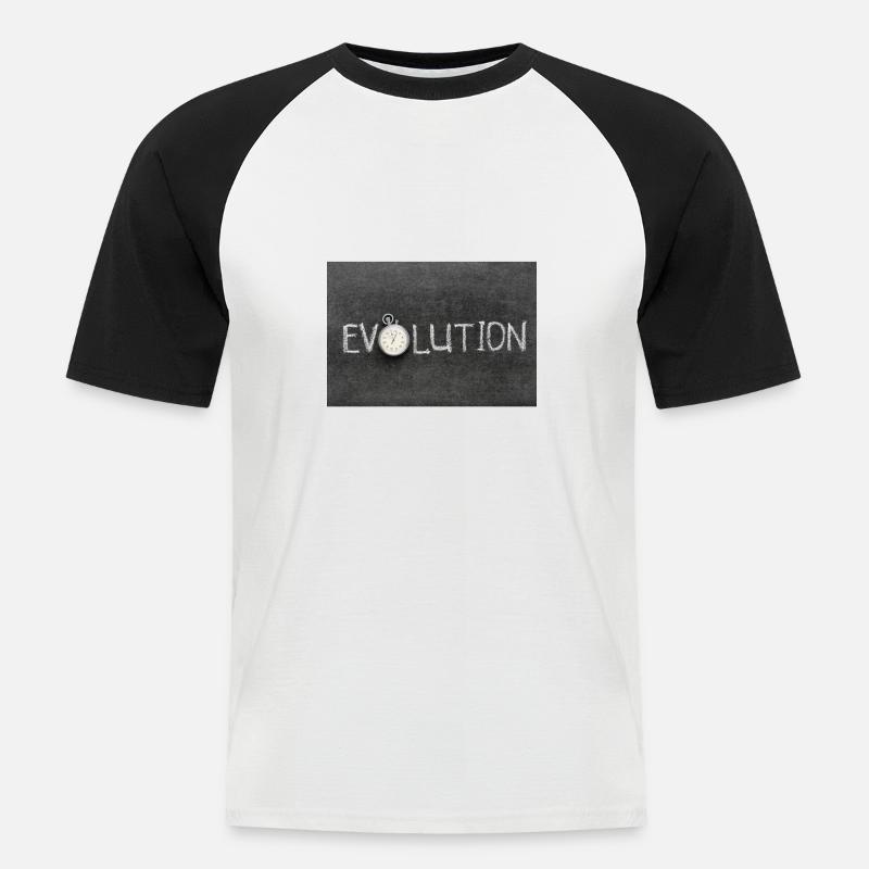Evolution - Männer Baseball-T-Shirt - Weiß/Schwarz