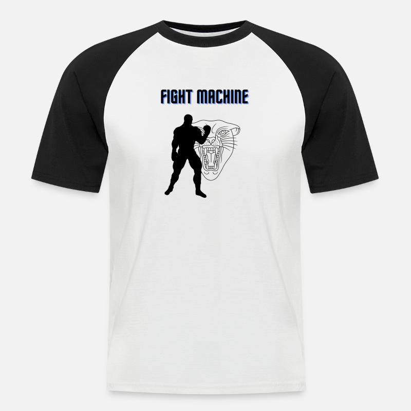 fighter - Männer Baseball-T-Shirt - Weiß/Schwarz