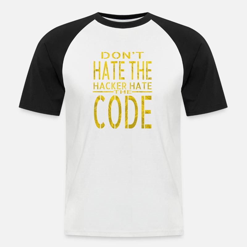 bday anniversaire cadeau idée hack out hacking coder - T-shirt baseball manches courtes Homme - blanc/noir