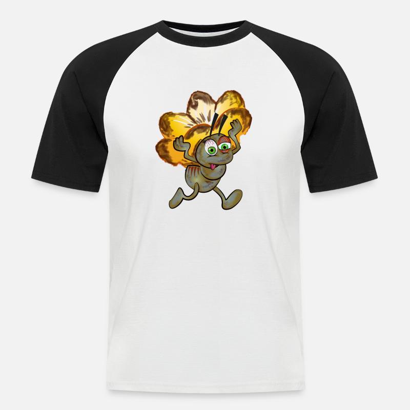 Zombie-Ameise mit einer Blume - Männer Baseball-T-Shirt - Weiß/Schwarz