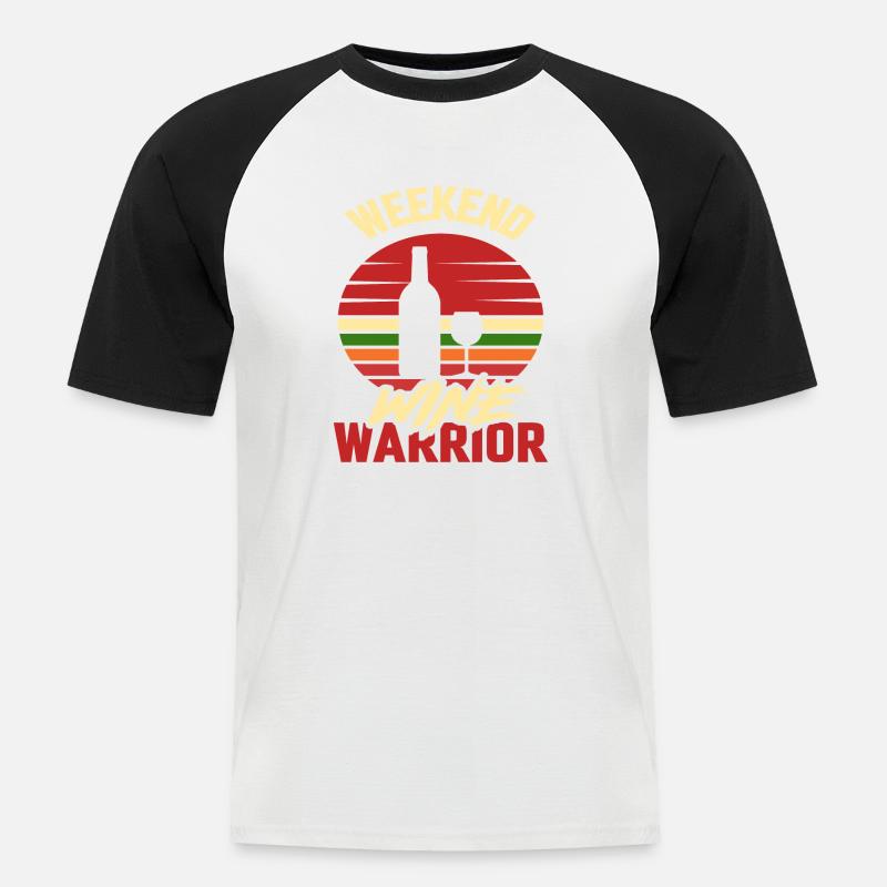 Weekend Wine Warrior - Männer Baseball-T-Shirt - Weiß/Schwarz