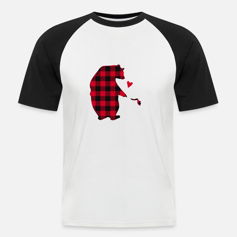 Stepdad Bear - Männer Baseball-T-Shirt - Weiß/Schwarz