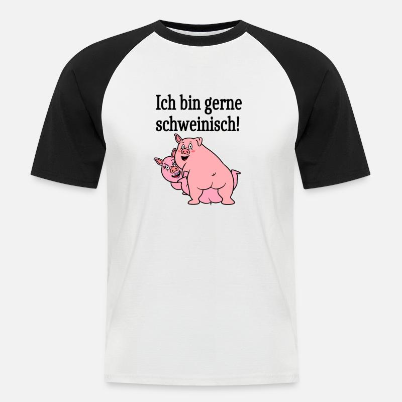 Ich bin gerne schweinisch! - Männer Baseball-T-Shirt - Weiß/Schwarz