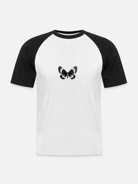 Schmetterling - Männer Baseball-T-Shirt - Weiß/Schwarz