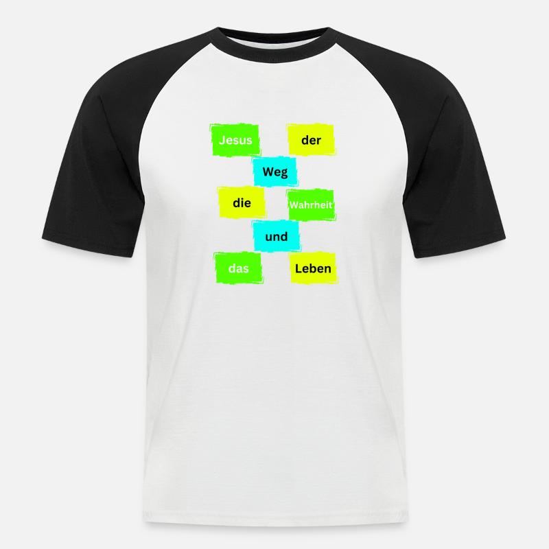 Jesus der weg bunt - Männer Baseball-T-Shirt - Weiß/Schwarz