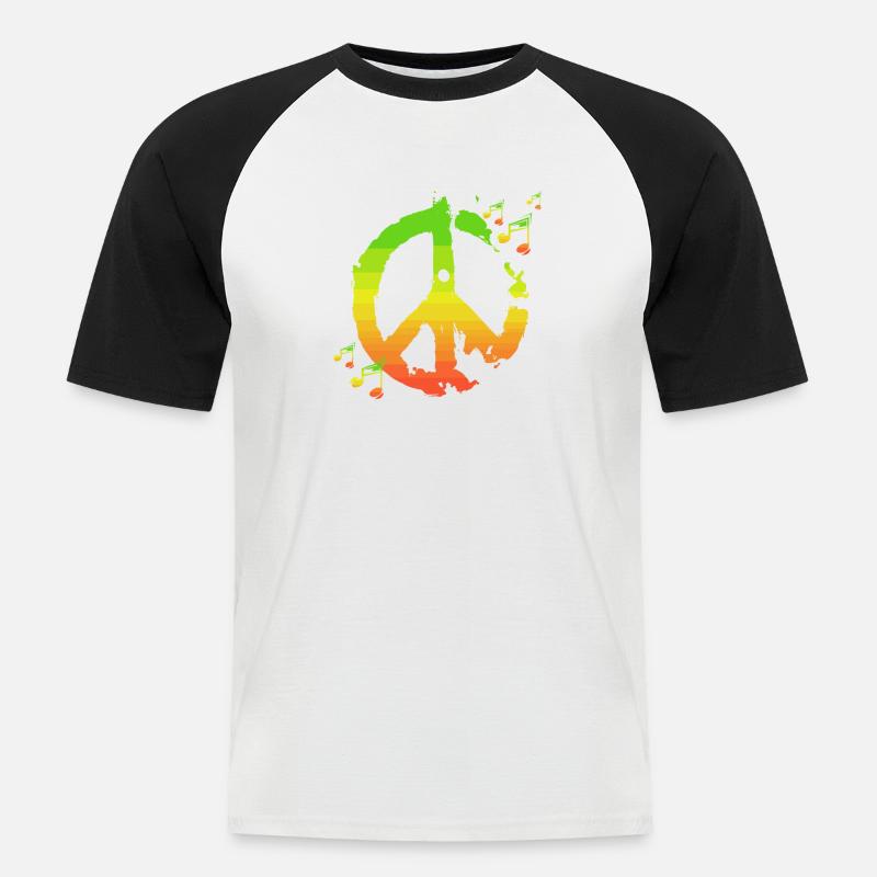 Reggae-Frieden - Männer Baseball-T-Shirt - Weiß/Schwarz