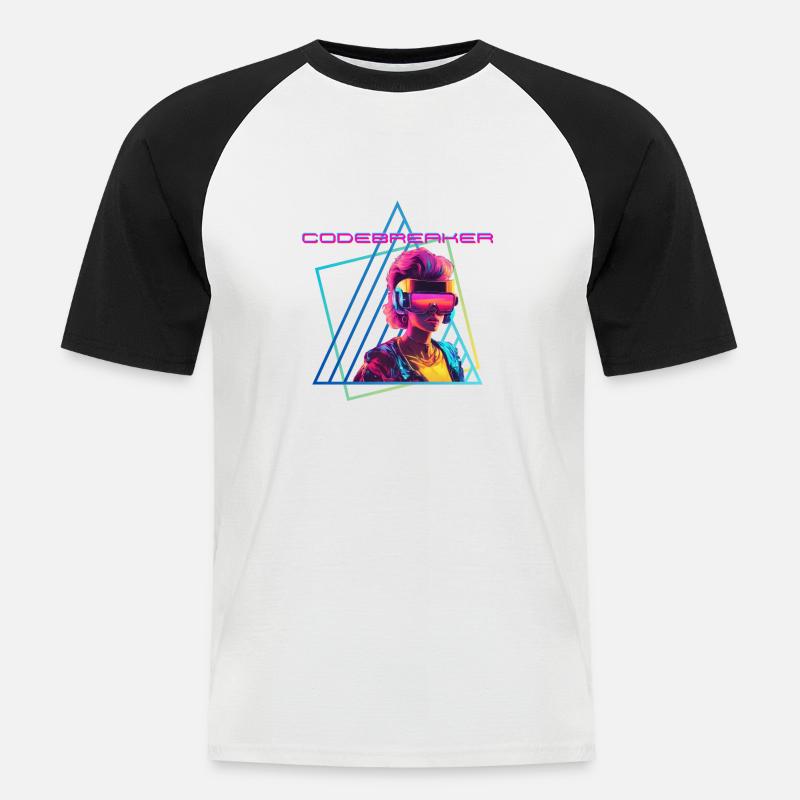Déchiffreur de code - T-shirt baseball manches courtes Homme - blanc/noir