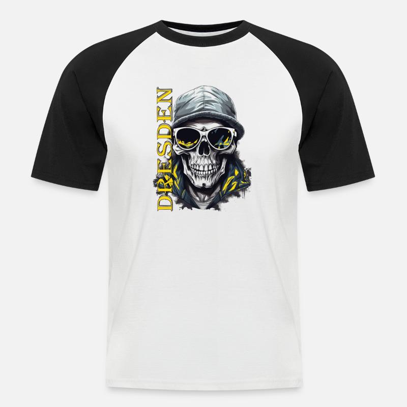 Dresden Design Dresdner Ultras - Männer Baseball-T-Shirt - Weiß/Schwarz