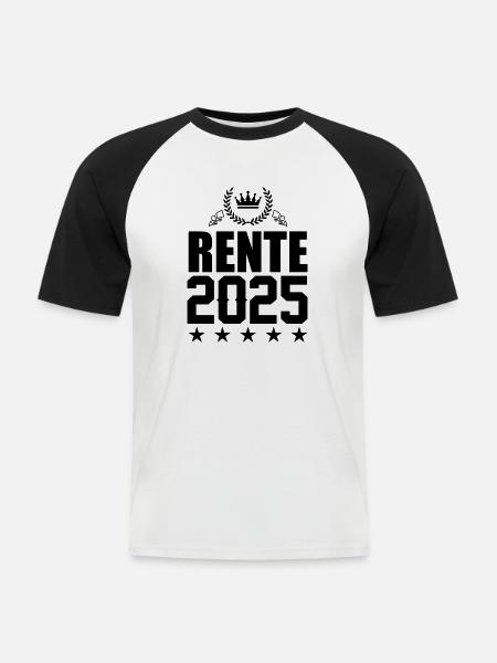 rente 2025 - Männer Baseball-T-Shirt - Weiß/Schwarz