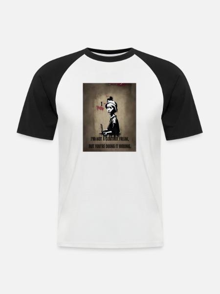 Sarcastique, je ne suis pas un maniaque du contrôle. - T-shirt baseball manches courtes Homme - blanc/noir