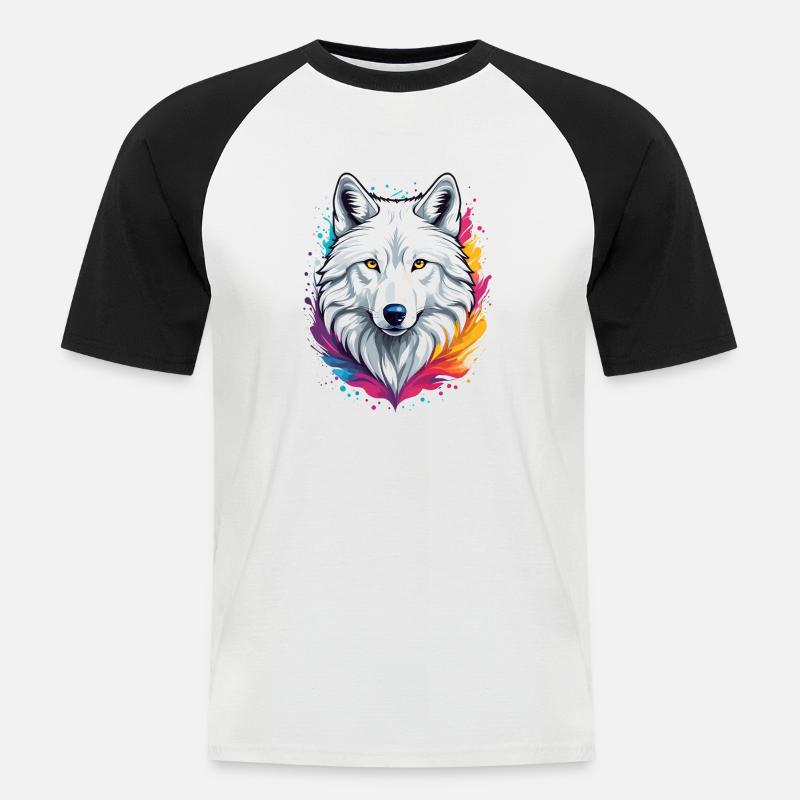 Polarvarg - Kortärmad basebolltröja herr - vit/svart